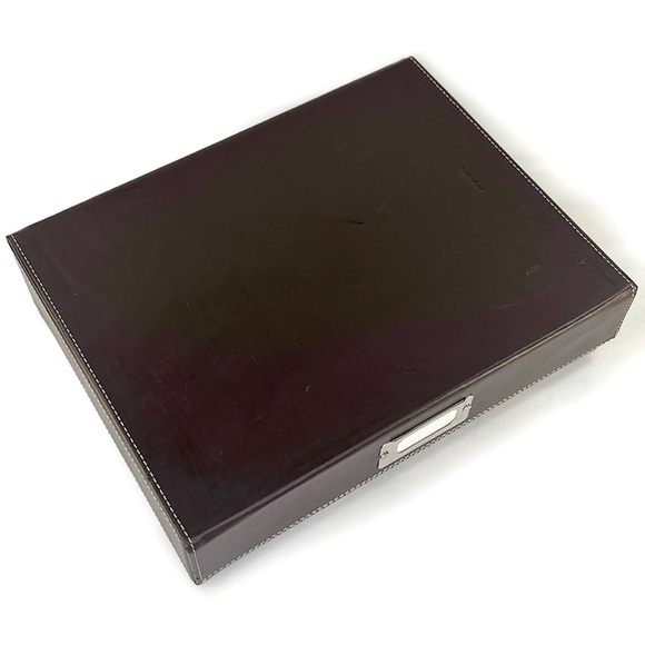 Brown Leather Hinged File Box - Picture 4 of 5